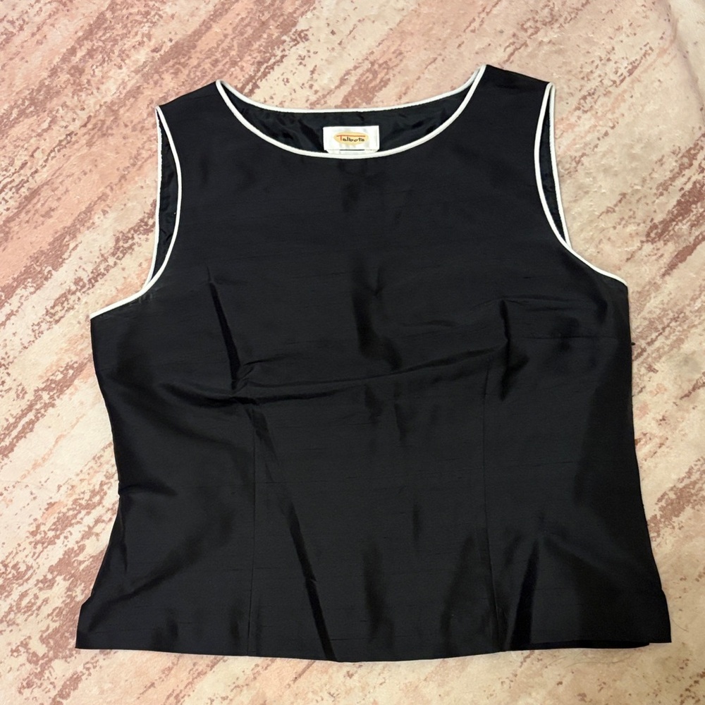 Talbots Black Top with White Piping